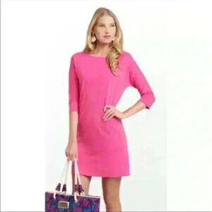Lilly Pulitzer cassie pima cotton 3/4 sleeve pink  mini dress size xs